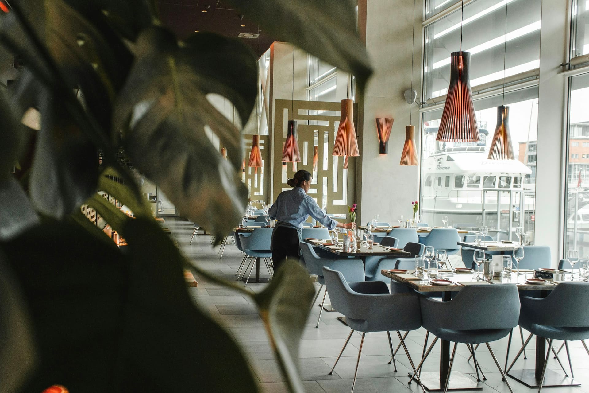 Commercial electrical context — lighting within a hospitality interior
